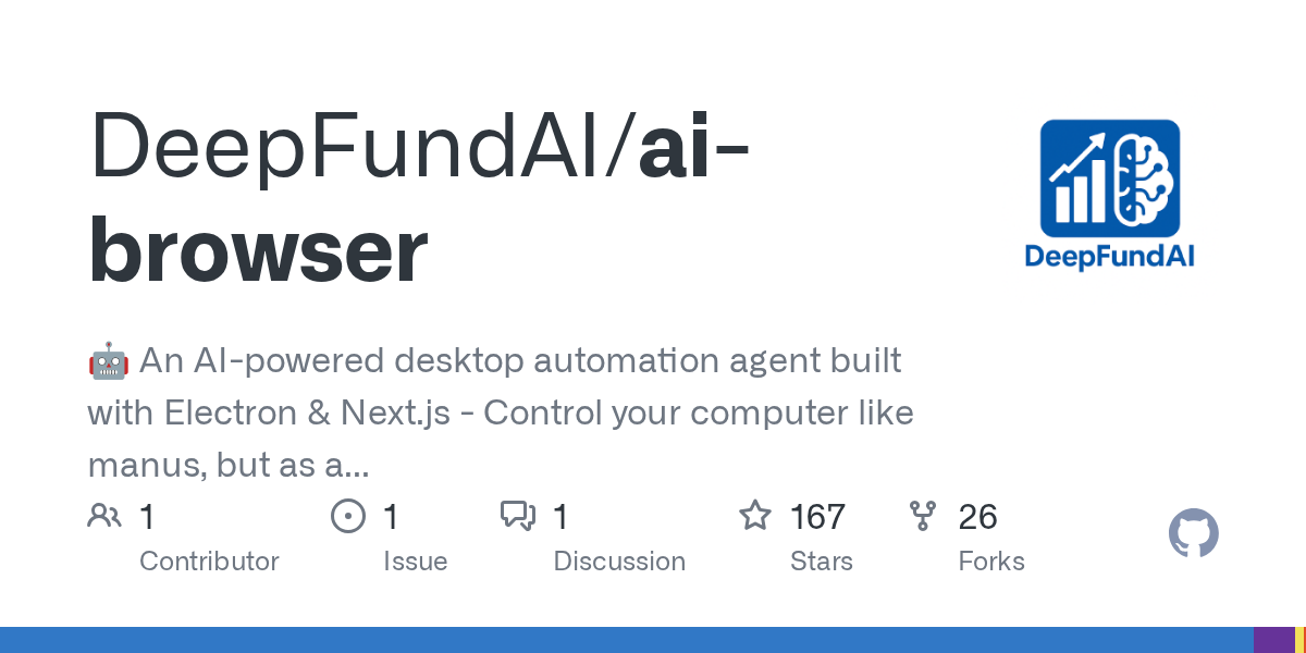 DeepFundAI – AI Browser is A Free Agent Automation Desktop Browser, an Incomplete Project, Yet works